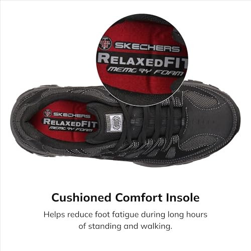 Skechers Cankton Steel Toe Work Shoe 13W Black/Charcoal Memory Foam