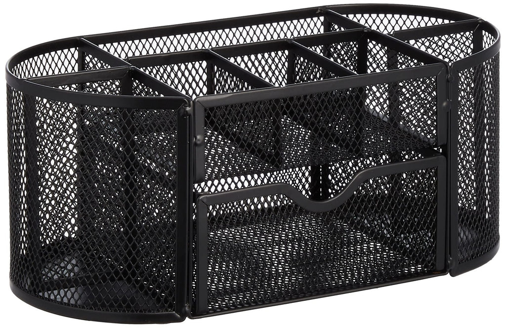 Durable Black Desk Organizer w/ Pullout Drawer, 9.25" x 4.53" x 3.94"