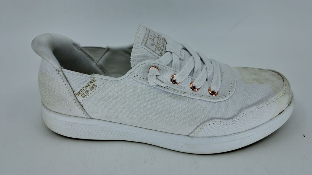 Skechers Women's Hands Free Slip-Ins Skip Cute - B Cute Sweet Sneaker, White, 6