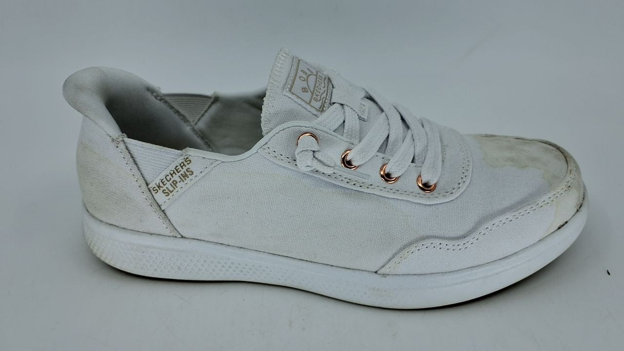 Skechers Women's Hands Free Slip-Ins Skip Cute - B Cute Sweet Sneaker, White, 6