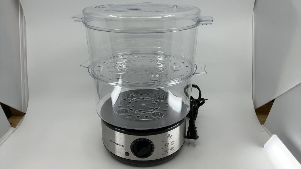OVENTE 2-Tier Electric Food Steamer 5 Qt Stainless Steel 400W Silver FS62S