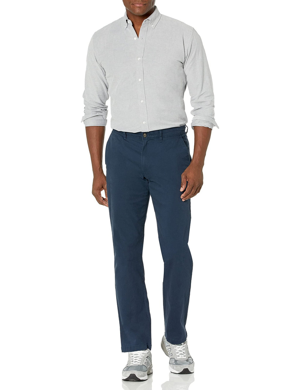 Mens Straight-Fit Casual Stretch Chino Pants, Dark Navy, 40W x 29L