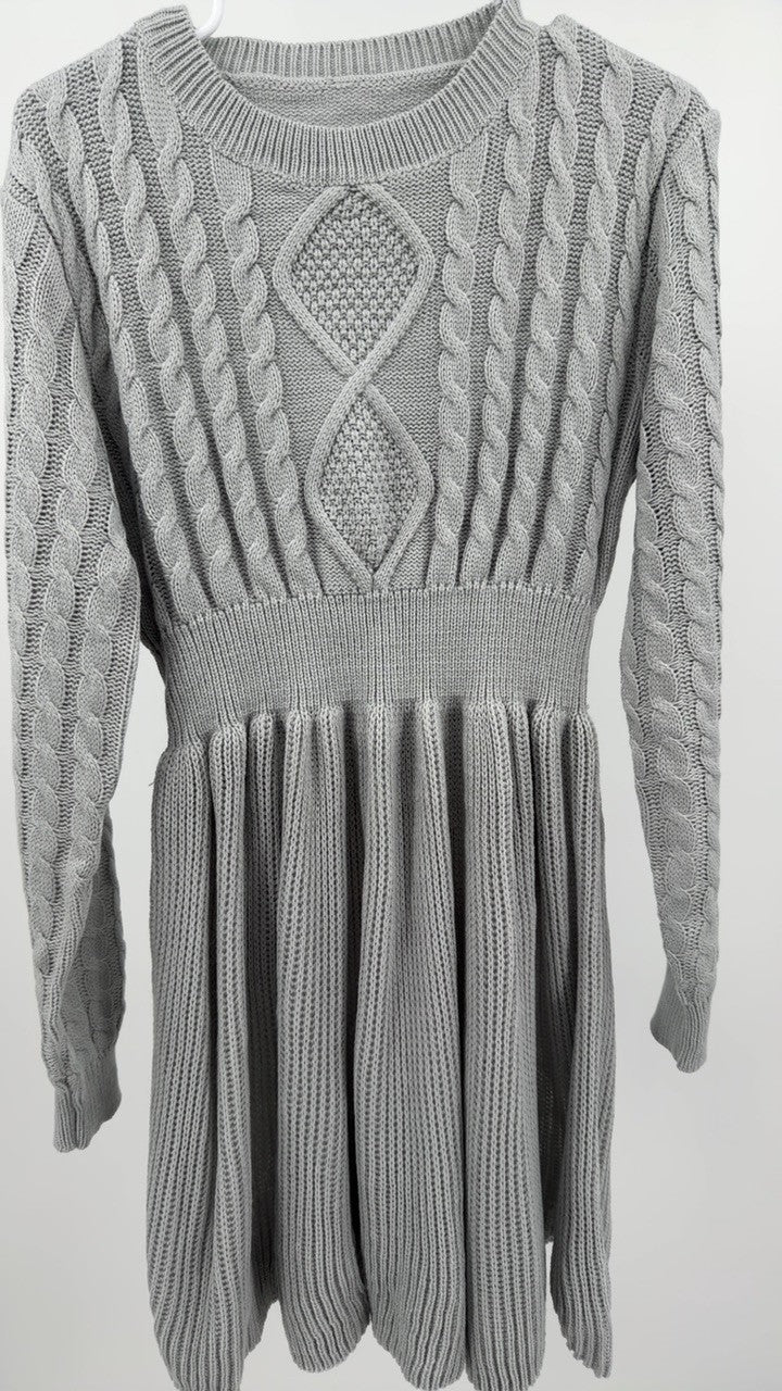 Cable Knit Long Sleeve Sweater Dress