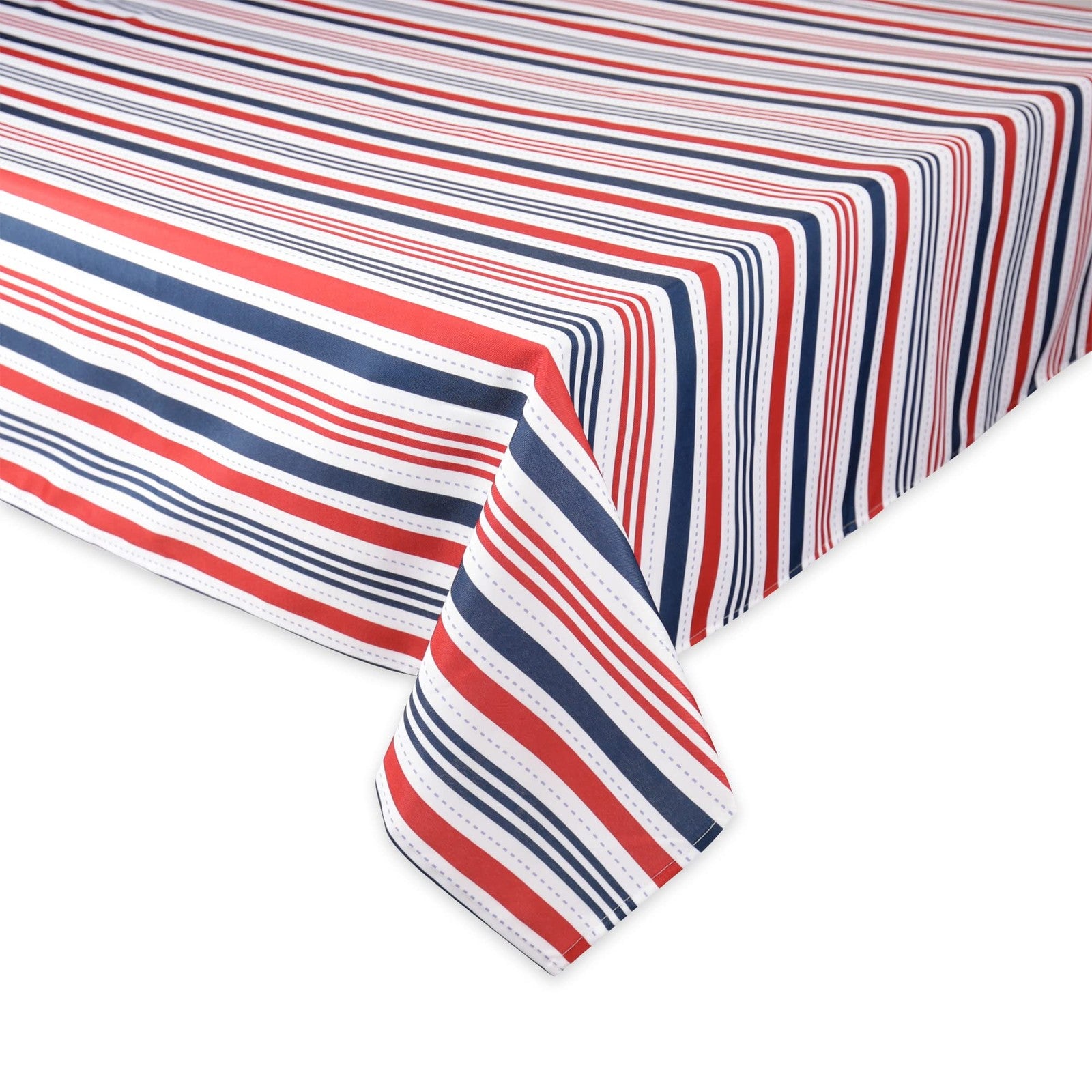 Patriotic Stripes Tablecloth 60x84 Red White Blue Waterproof Polyester