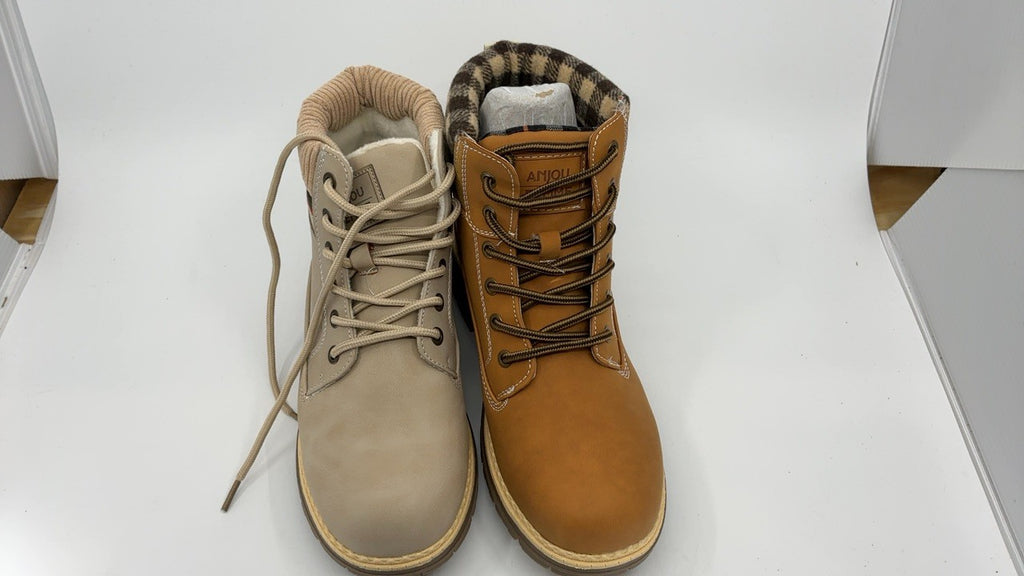 ANJOUFEMME Women’s 8.5 Grey Hiking Boots - Waterproof Outdoor Ankle Boots