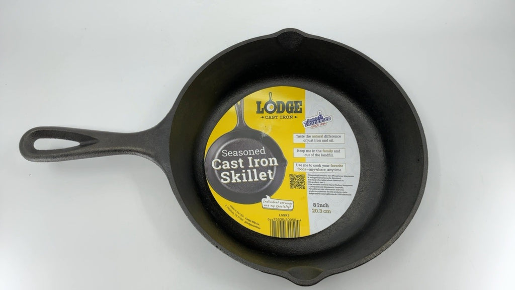 8 Inch Lodge Cast Iron Skillet, Pre-Seasoned, Black, Oven & Campfire Use