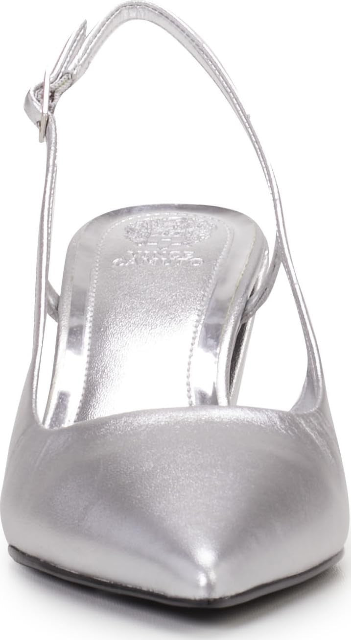 Vince Camuto Women's Sindree Block Heel Slingback Pump, New Silver, 8.5