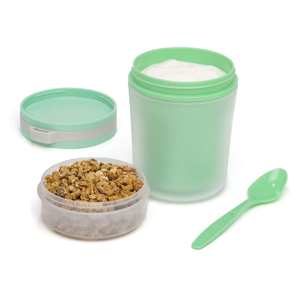 Goodful 14-Oz Insulated Yogurt Container w/ Spoon, Green, Leak Proof