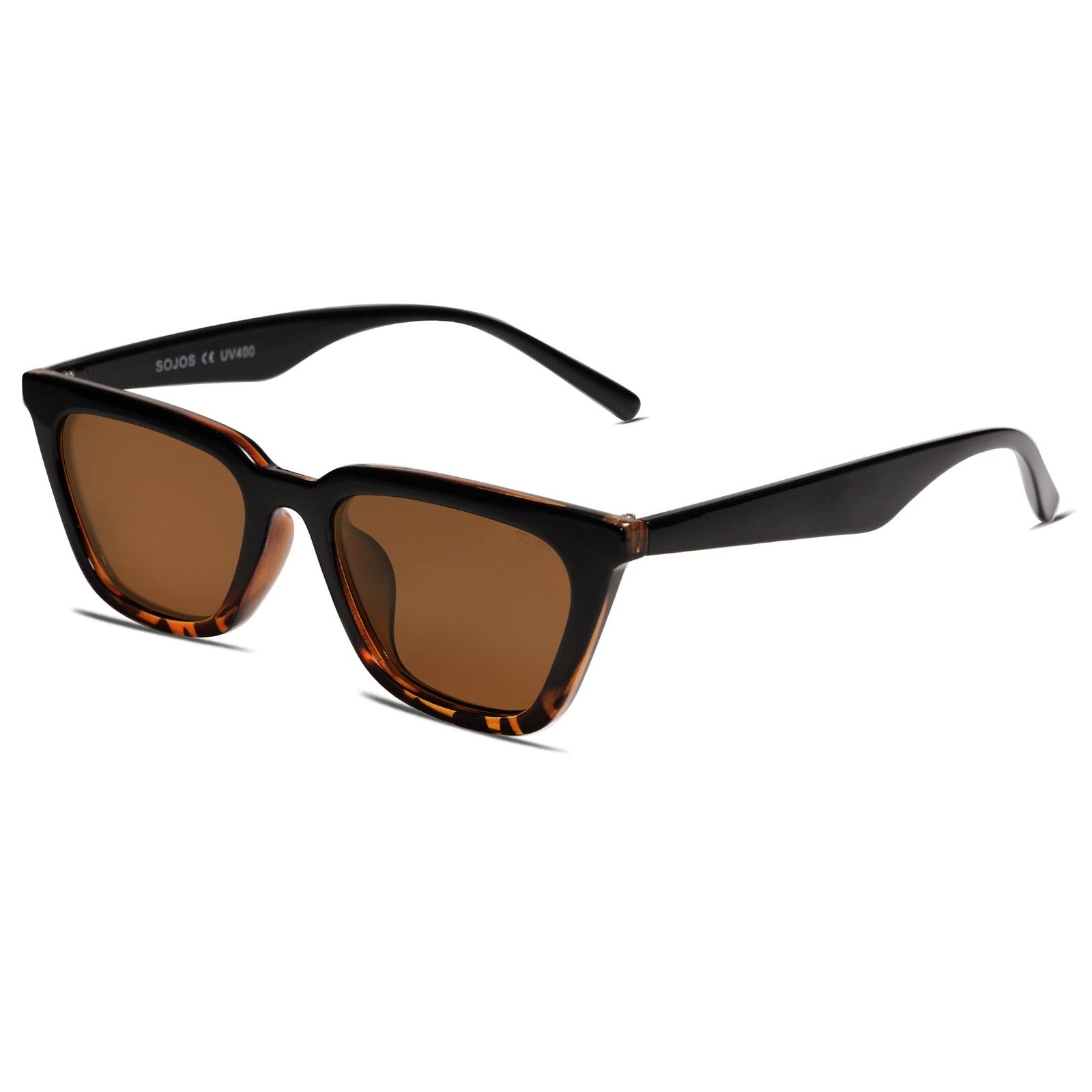 SOJOS Retro Polarized Narrow Square Sunglasses Women Tortoise/Brown