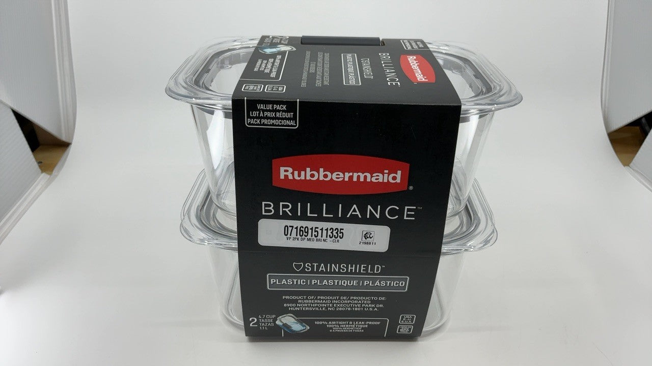 2-Pack Rubbermaid Brilliance Food Storage Containers, 4.7 Cup, Leak-Proof
