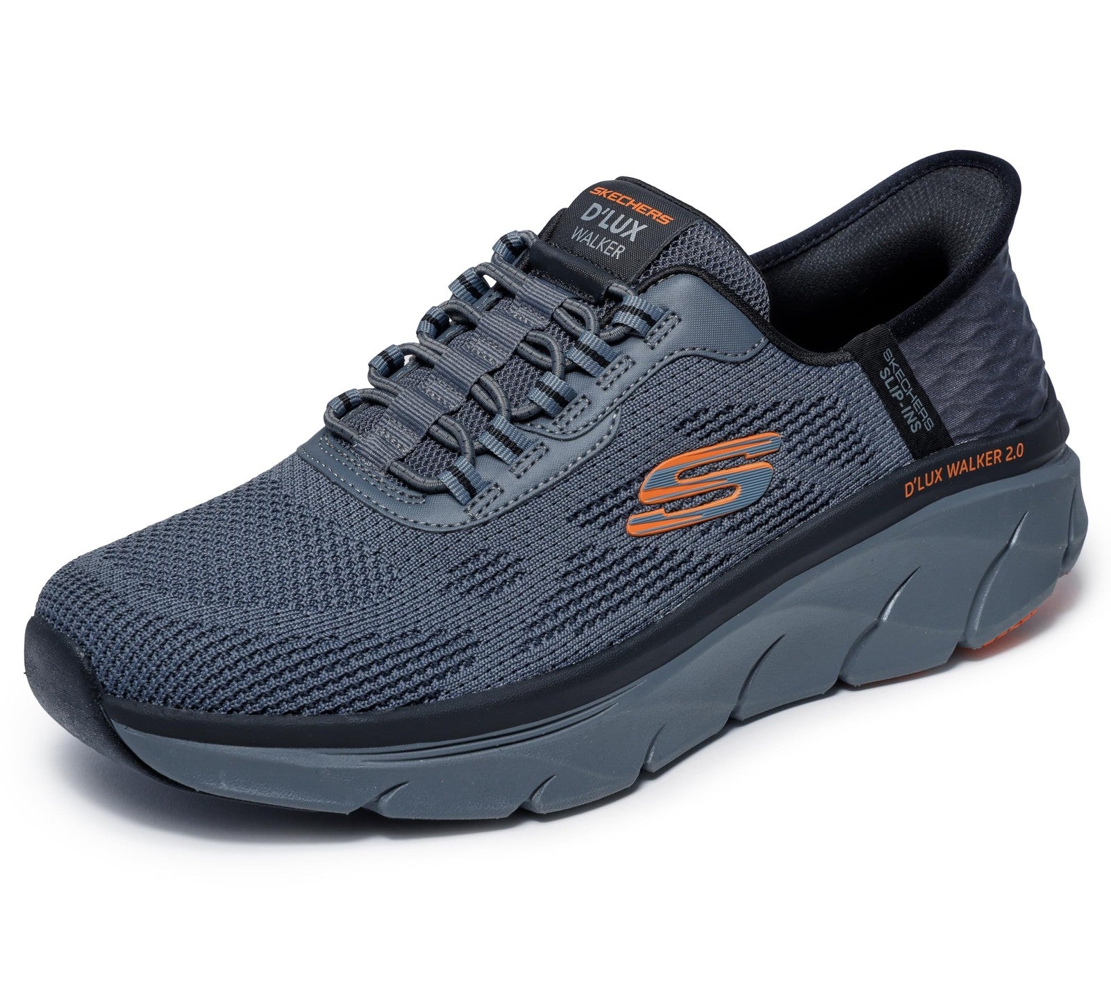 Men's Skechers D'Lux Walker 2.0 Hands-Free Sneaker 12 X-Wide Charcoal/Orange