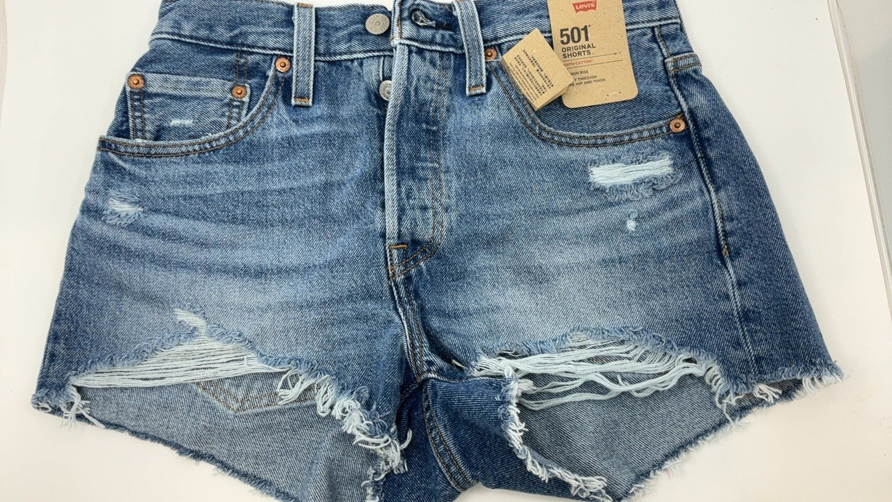 Levi's Women's 501 Shorts 26 Blow Big Horns High Rise Denim