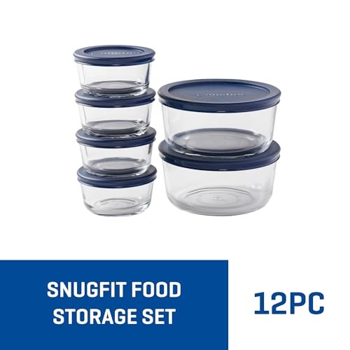 Anchor Hocking 12 Pc Glass Storage Containers w/ Navy Lids