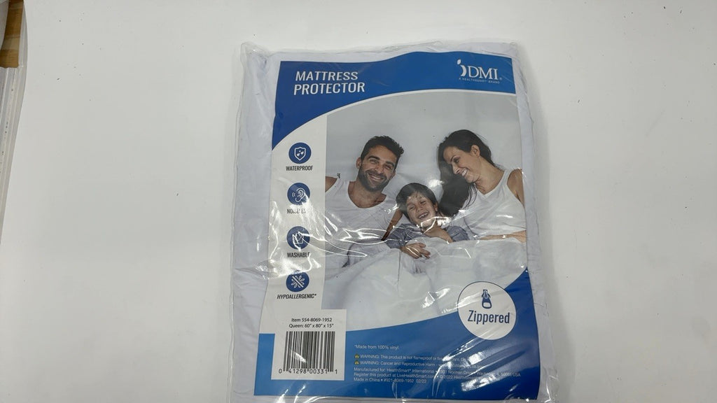 DMI Waterproof Mattress Protector Queen, Zippered Bed Cover, White