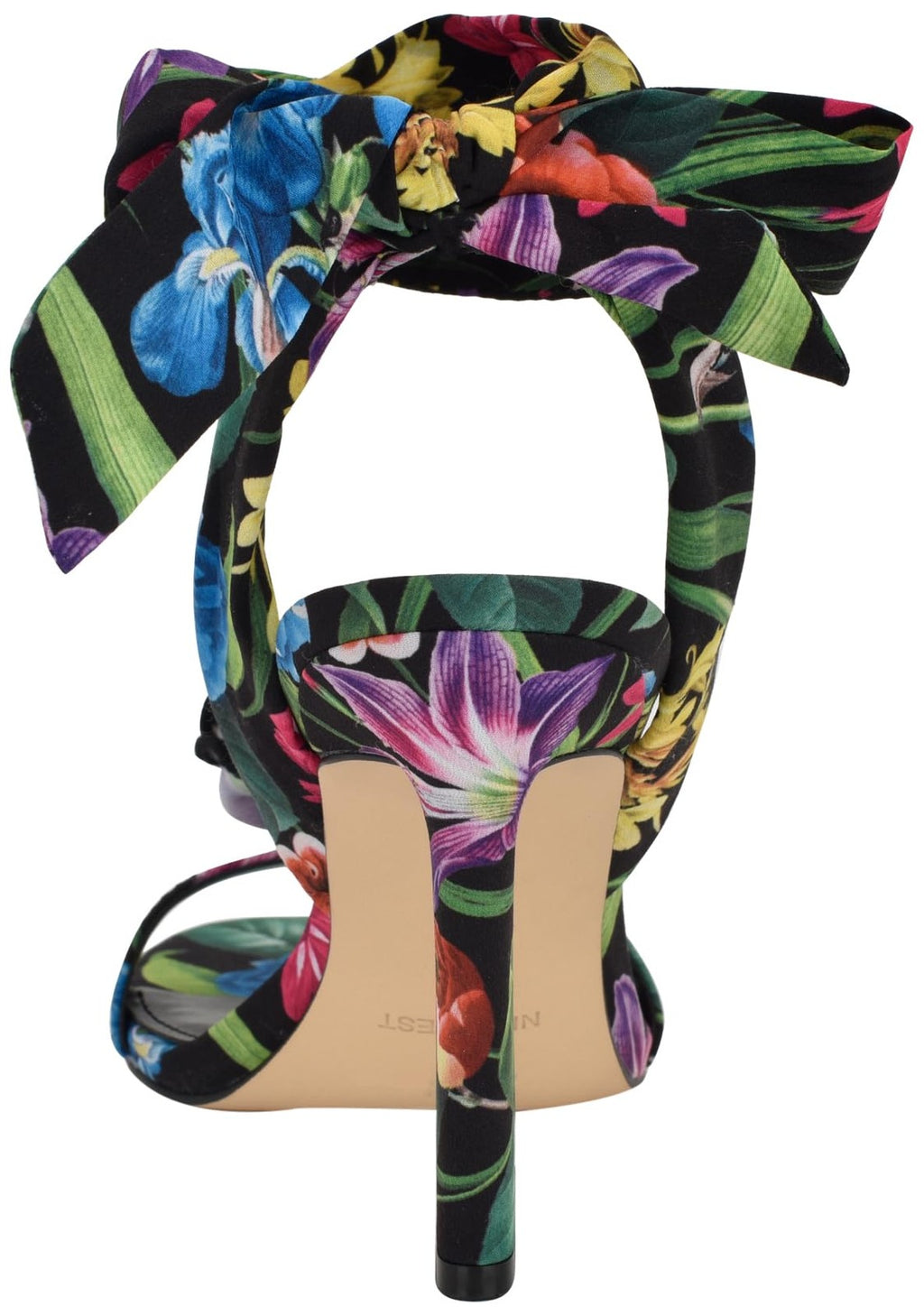 Nine West Women's Krave Heeled Sandal, Black Lush Floral Multi 002, 9