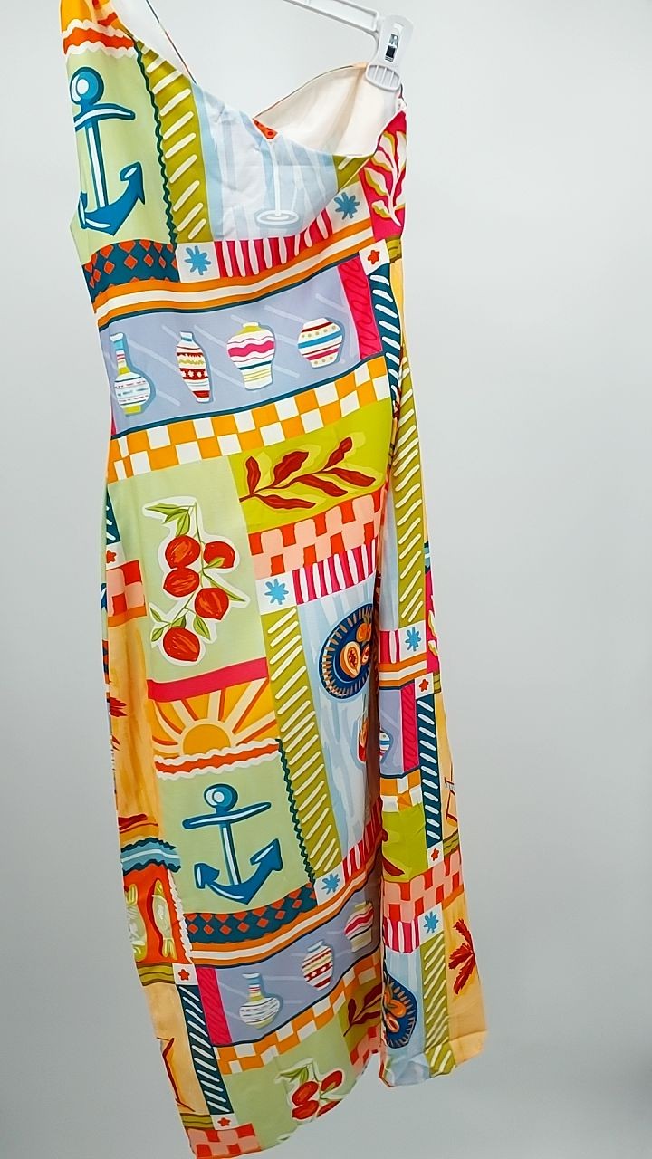 Slit Printed Single Shoulder Maxi Dress