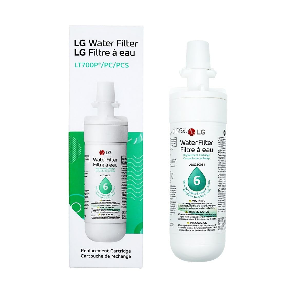 LT700P Replacement Refrigerator Water Filter, 200 Gallon, NSF42/53, White