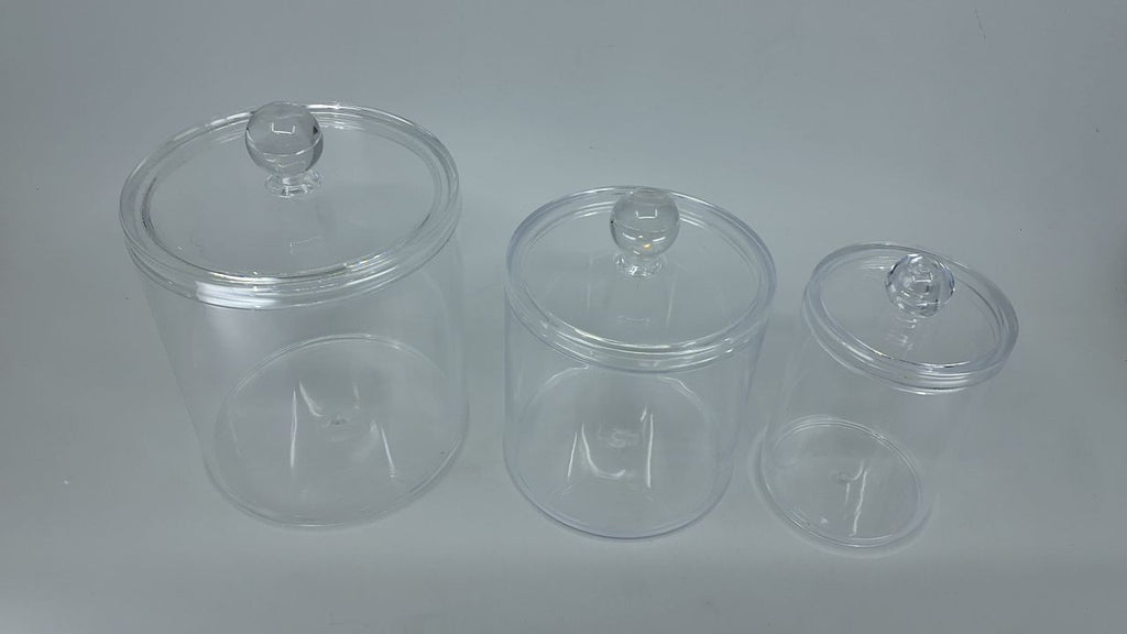 6 Pack Acrylic Storage Jars w/ Lids, 10/22/39 oz Clear Bathroom Canisters