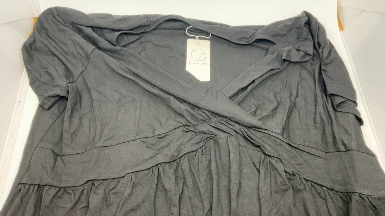 Aqua Eve Women's Tankini Swim Top, Black Ruffle Sleeves, Size M