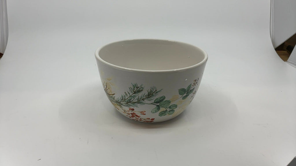 Pinecone & Berry Ceramic Bowls - Set of 4, 22 oz Christmas Serving Bowls