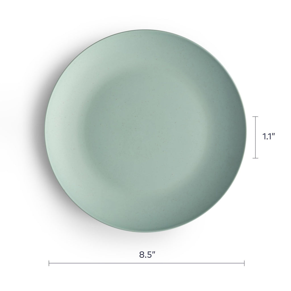 4 Unbreakable Salad Plates, Palm Green, 8.5 in, Plant-Derived Material
