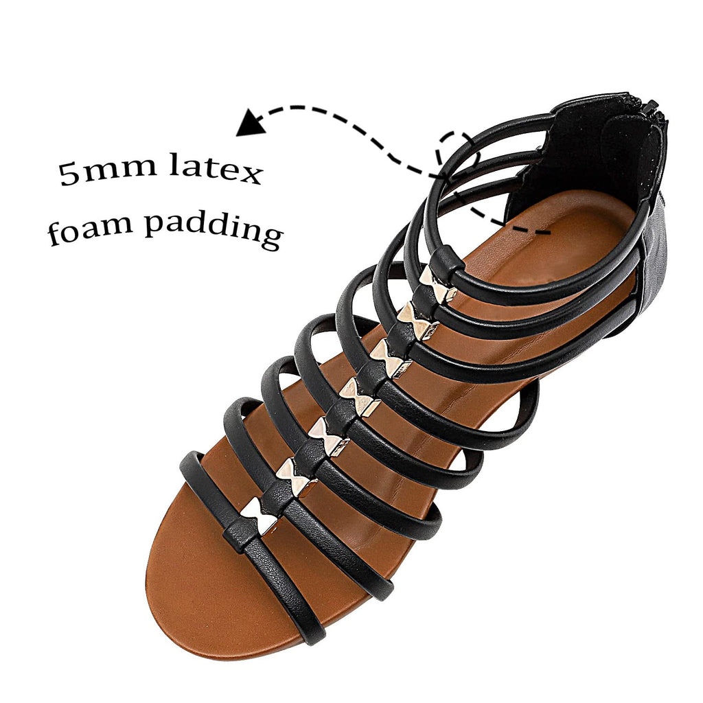 STMAHER Womens Gladiator Sandals Zipper Strappy Wedge For girls Black Size 9/40