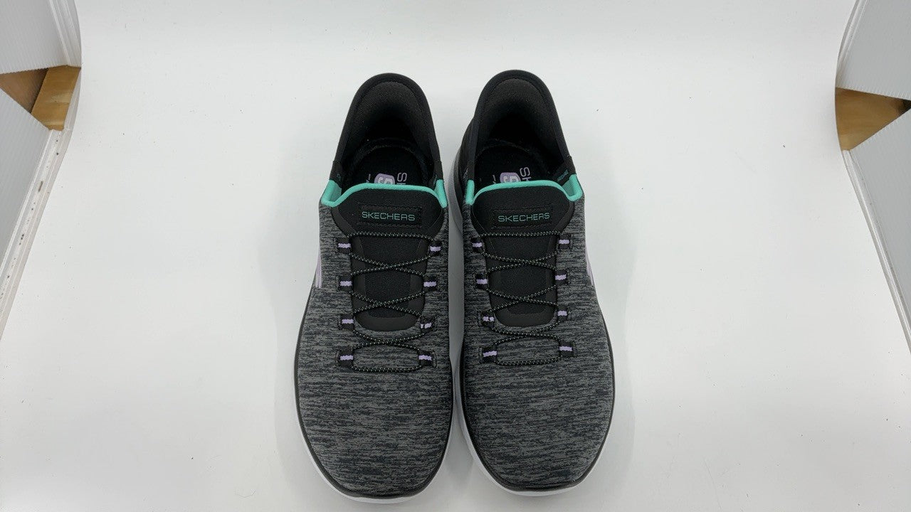 Skechers Summits Hands-Free Sneakers, Memory Foam, Size 7, Black/Turquiose