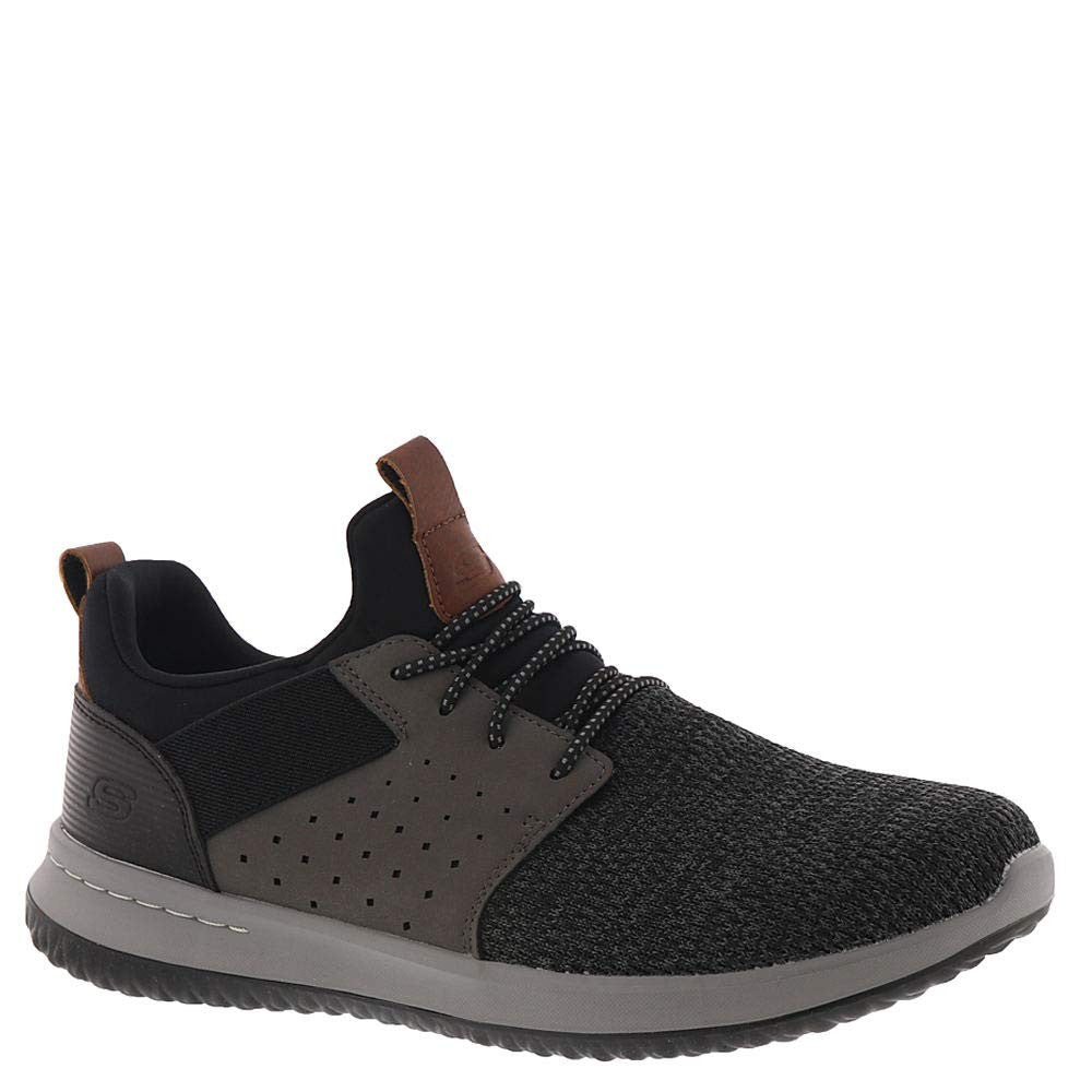 Skechers Men's Classic Fit-Delson-Camden Sneaker, Black/Grey, 10.5