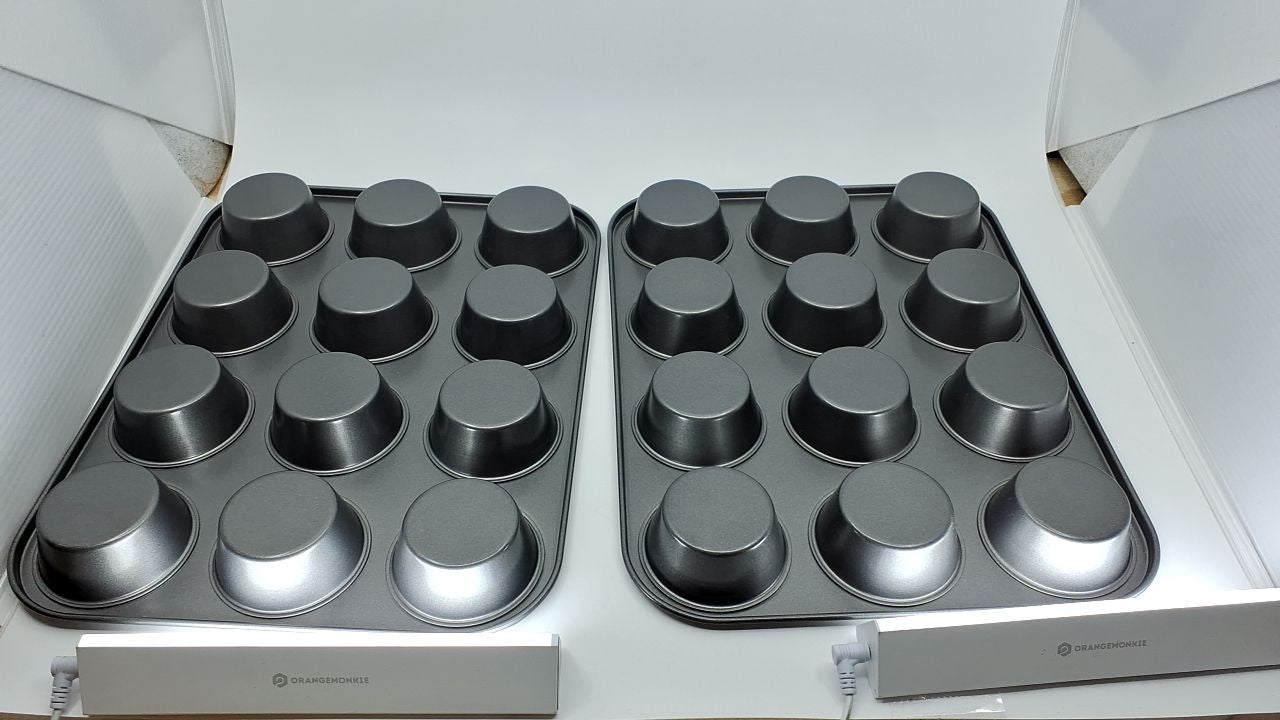 Set of 2 Nonstick Muffin Baking Pans, 12 Cups, Gray, 13.9x10.55 in