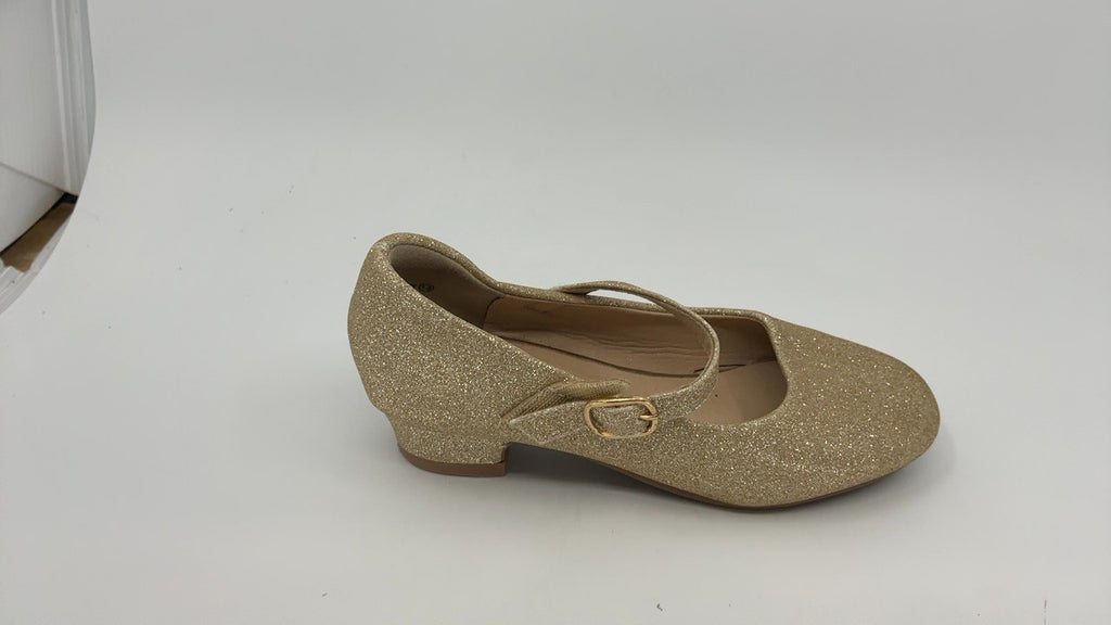 PANDANINJIA Gold Glitter Toddler Dress Shoes 13 M Chunky Heels
