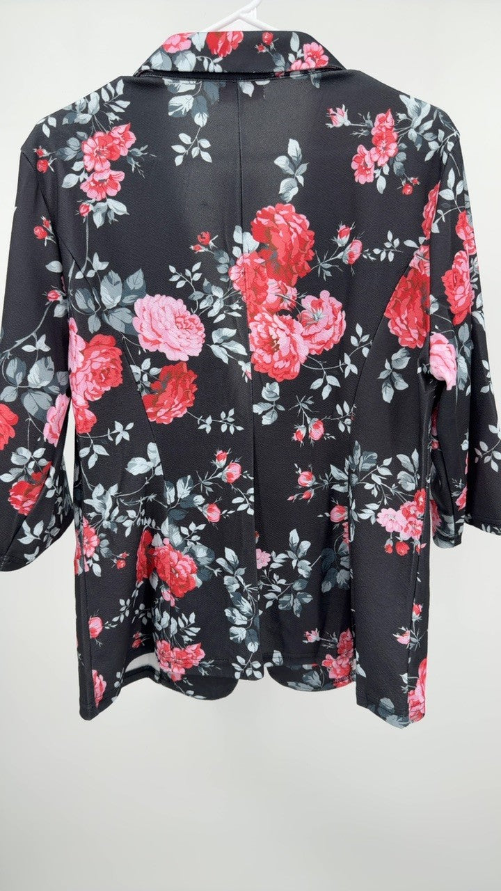Floral Print One Button Casual Blazer