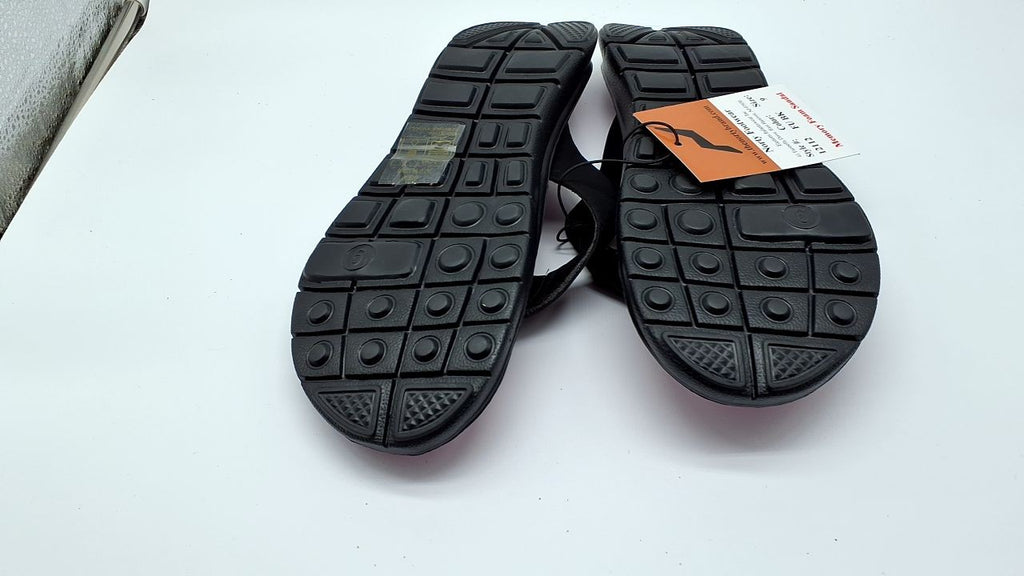 Womens Memory Foam Sandals, Norty Flip Flops, Black & Fuchsia, Size 9