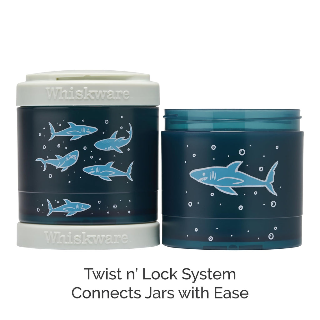 Whiskware Snack Cups Set, 3 Stackable, Travel-Friendly, Sharks