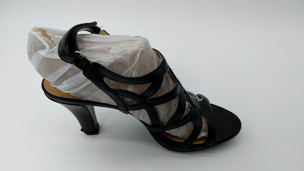 Naturalizer Womens Baylor Strappy High Heel Dress Sandal Black Smooth 8 M