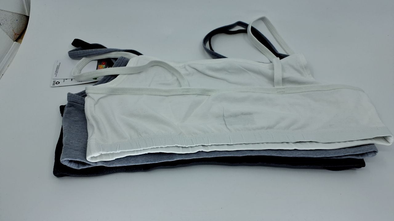 Womens Cropped Bralette 3-Pack, Hanes Large, Cool Comfort, Solid Colors