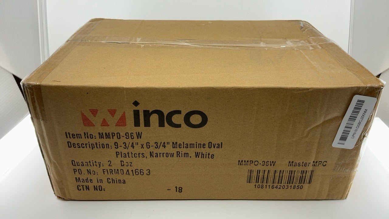 Winco MMPO-96W Oval Melamine Platter 9.75x6.75 in White 12 Pack