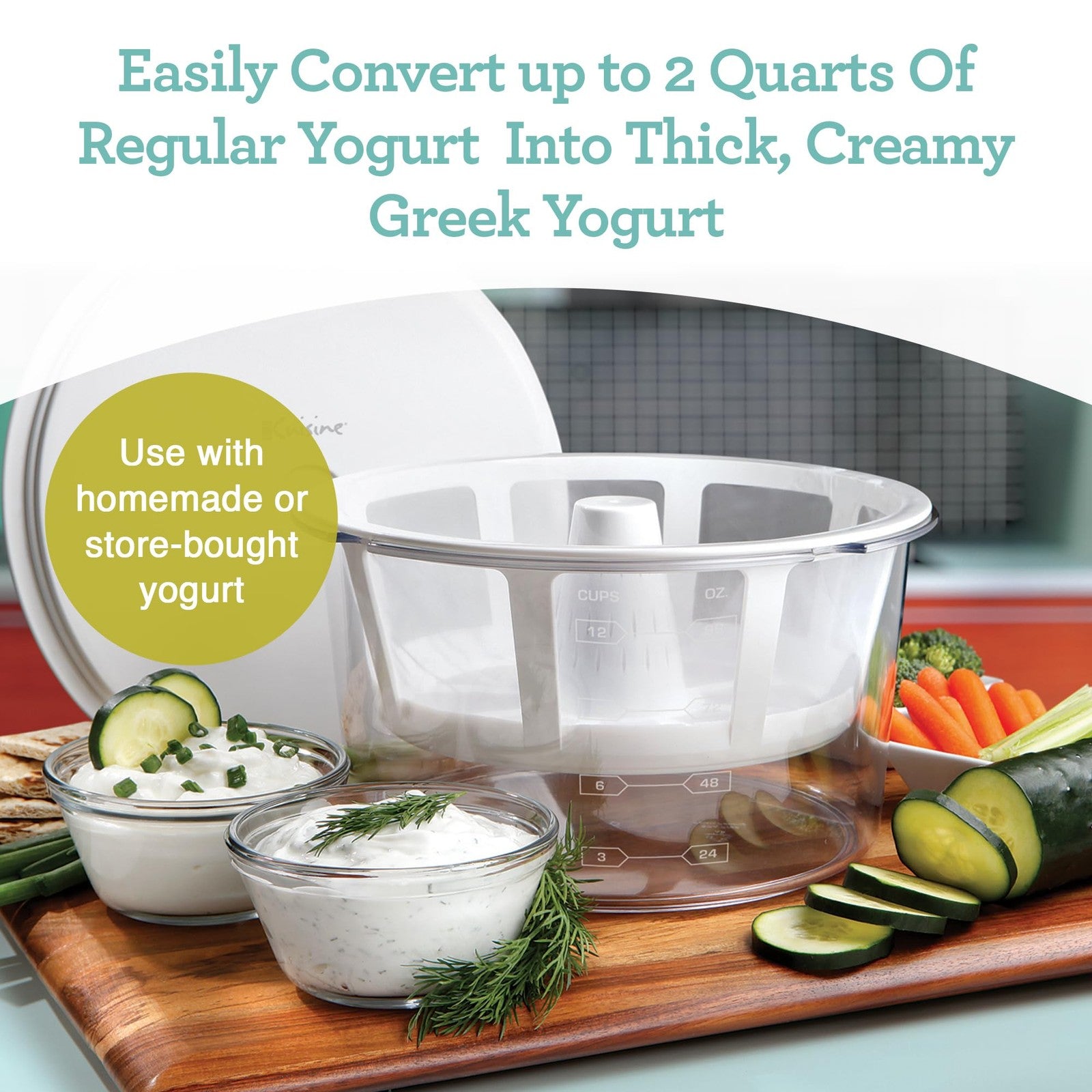 Euro Cuisine GY50 Greek Yogurt Maker, 2 Qt, BPA Free, White