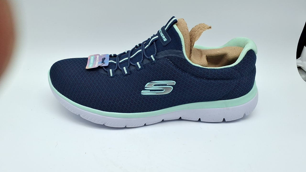 Skechers womens Summits Sneaker, Navy/Aqua, 10 Wide US