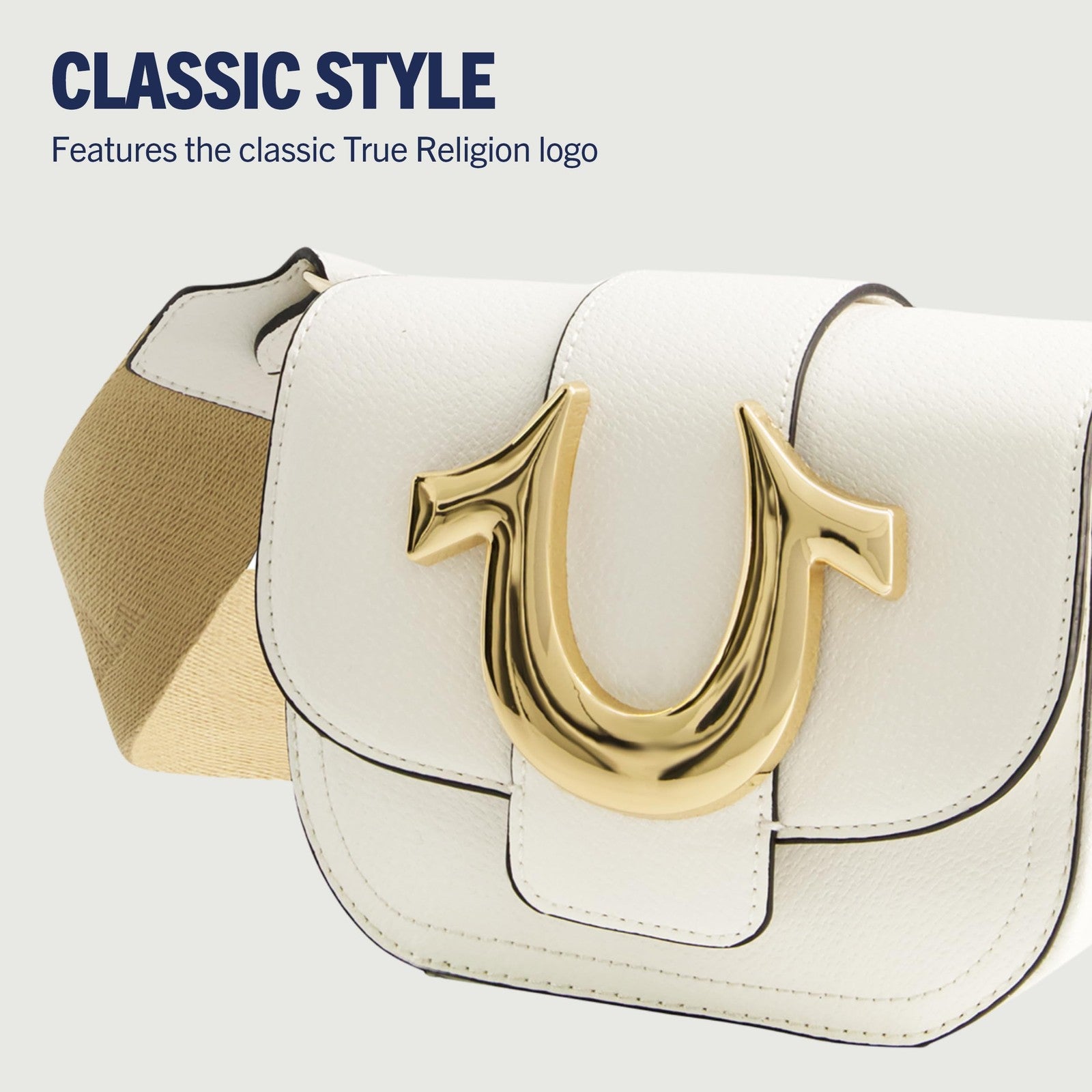 Mini Flap Crossbody Handbag for Women, True Religion, White