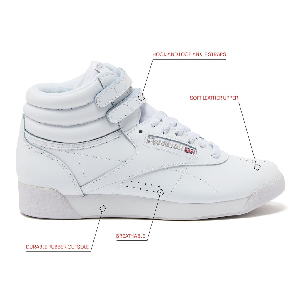 Reebok Women's Basketball Shoes, Freestyle Hi, White/Silver, Size 10
