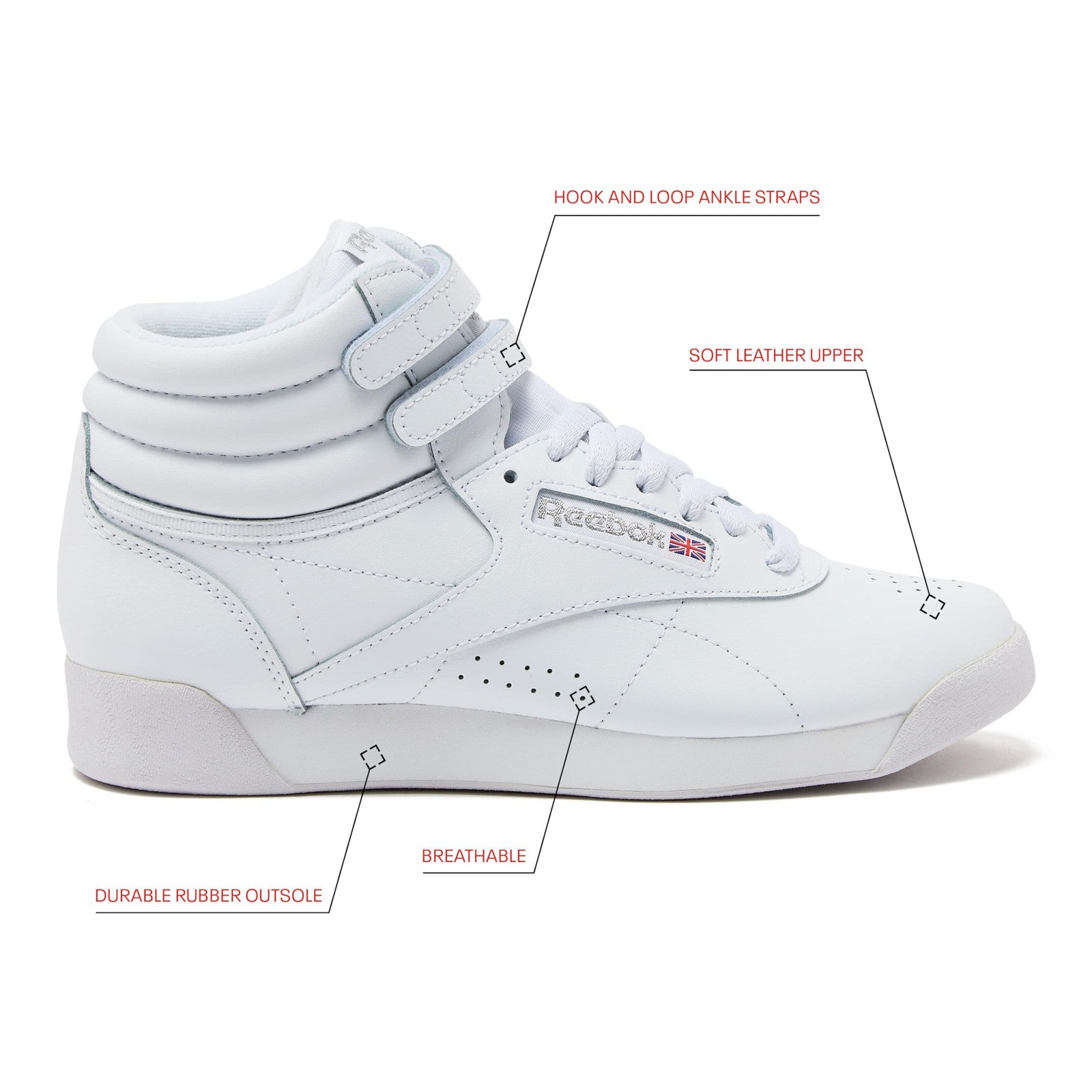 Reebok Women's Basketball Shoes, Freestyle Hi, White/Silver, Size 10