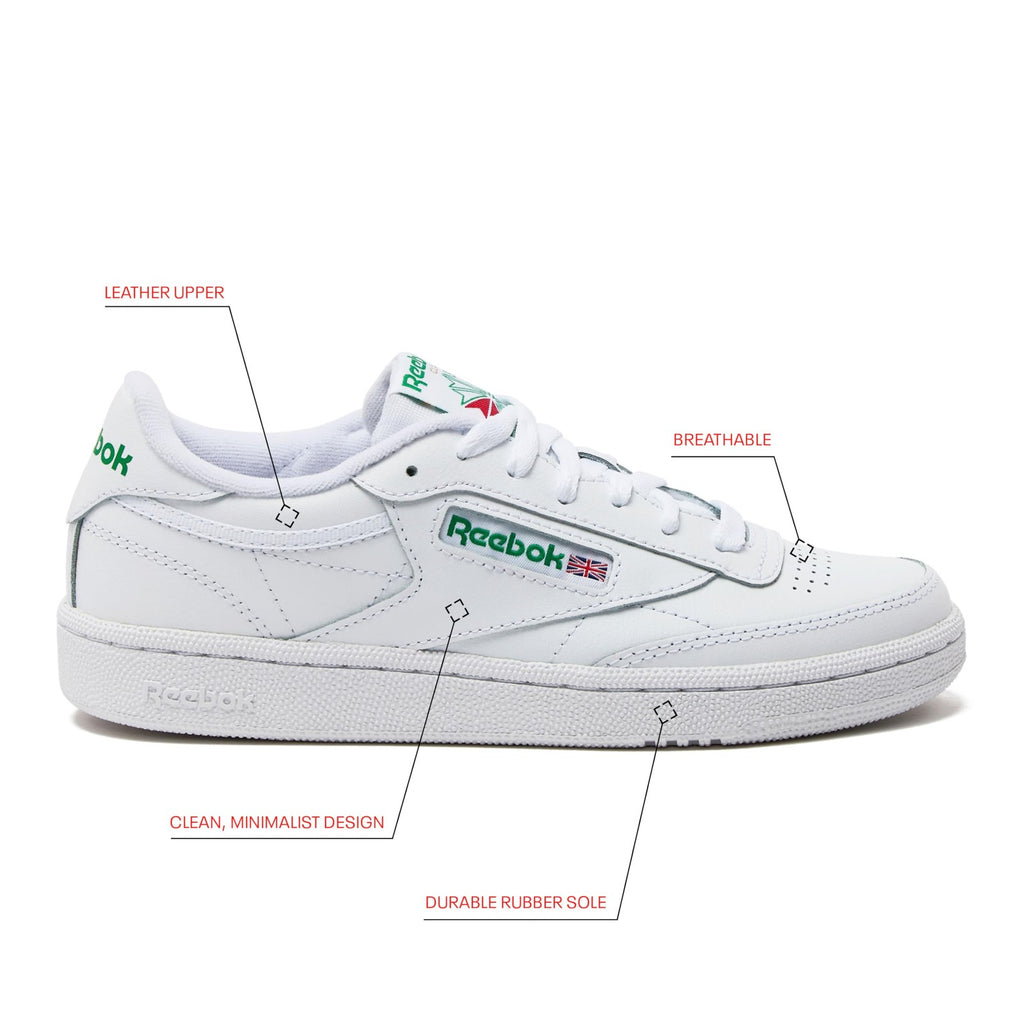 Reebok Men's Club C 85 Walking Shoe, White/Green, 7 M US