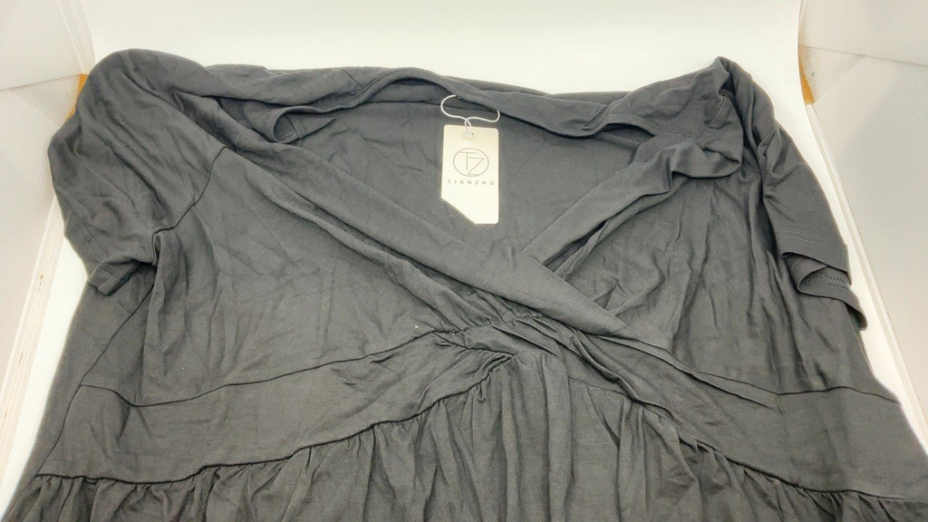 Aqua Eve Women's Tankini Swim Top, Black Ruffle Sleeves, Size M