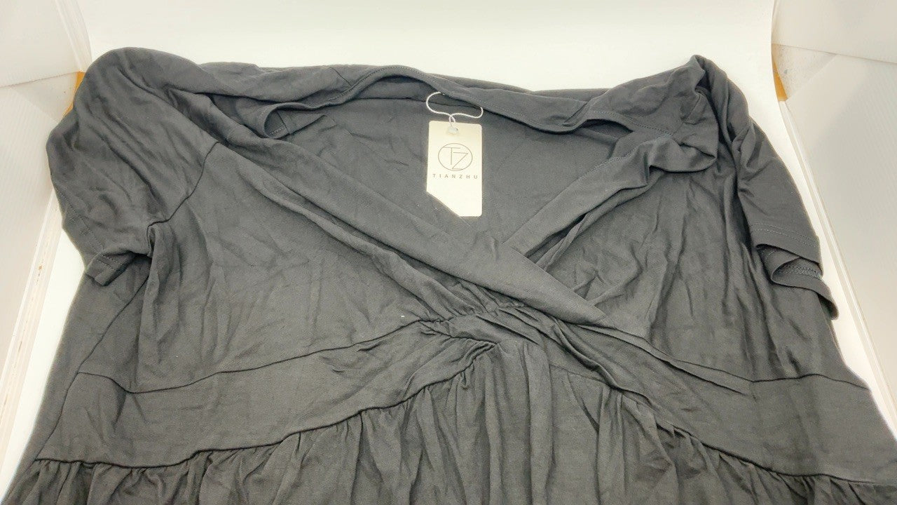 Aqua Eve Women's Tankini Swim Top, Black Ruffle Sleeves, Size M