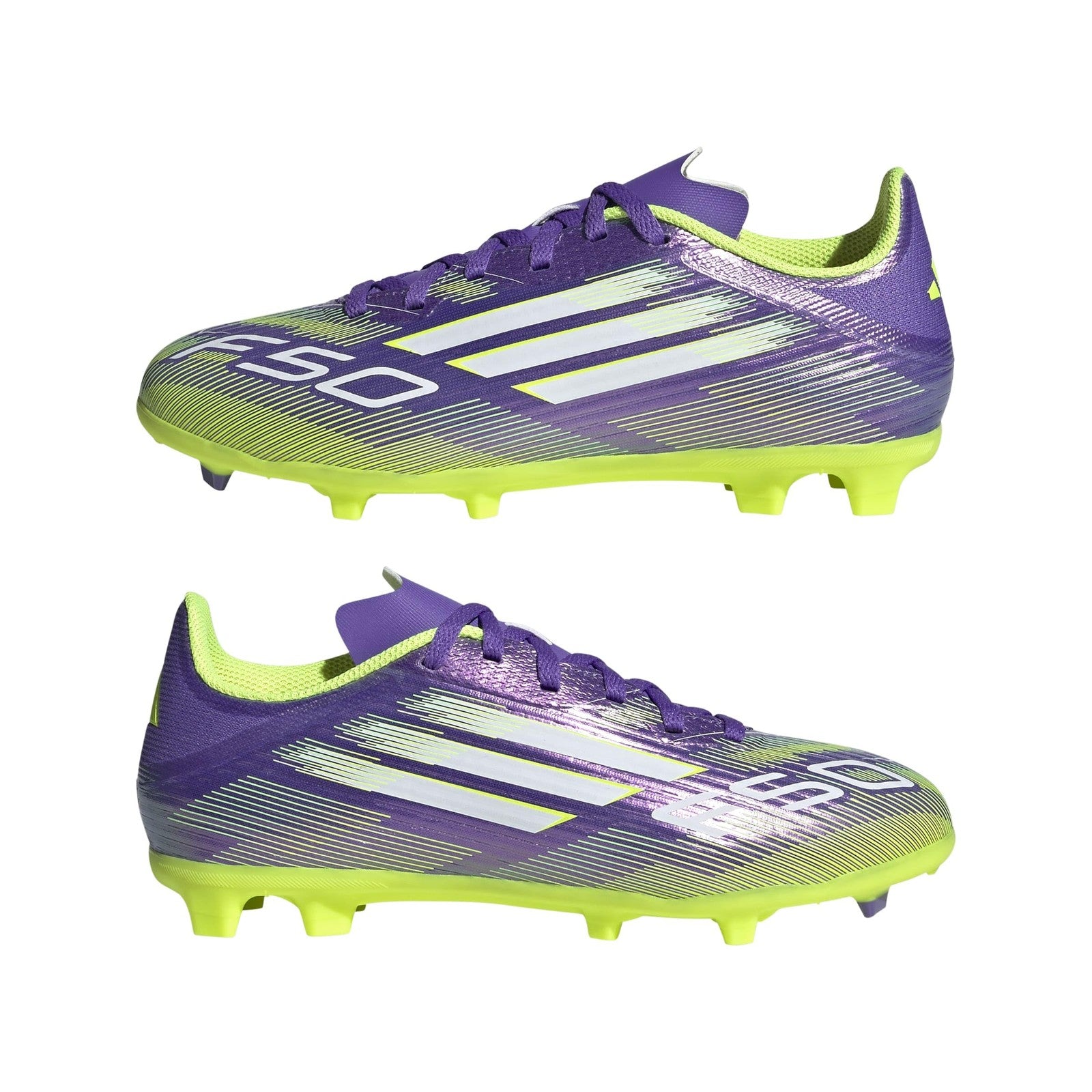 adidas F50 League Firm Ground Soccer Shoes, Purple Rush/White, 6 Big Kid