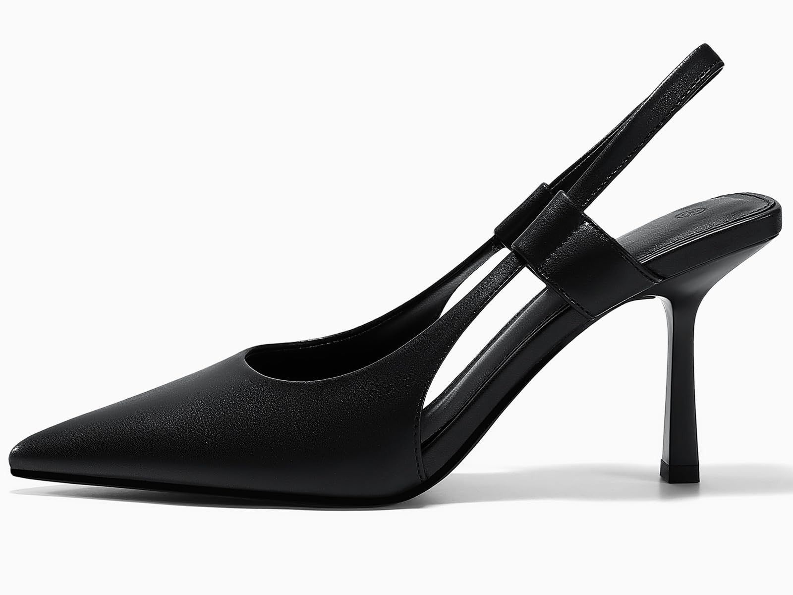 Coutgo Womens Black Slingback Heels Pumps Size 8 Pointed Toe