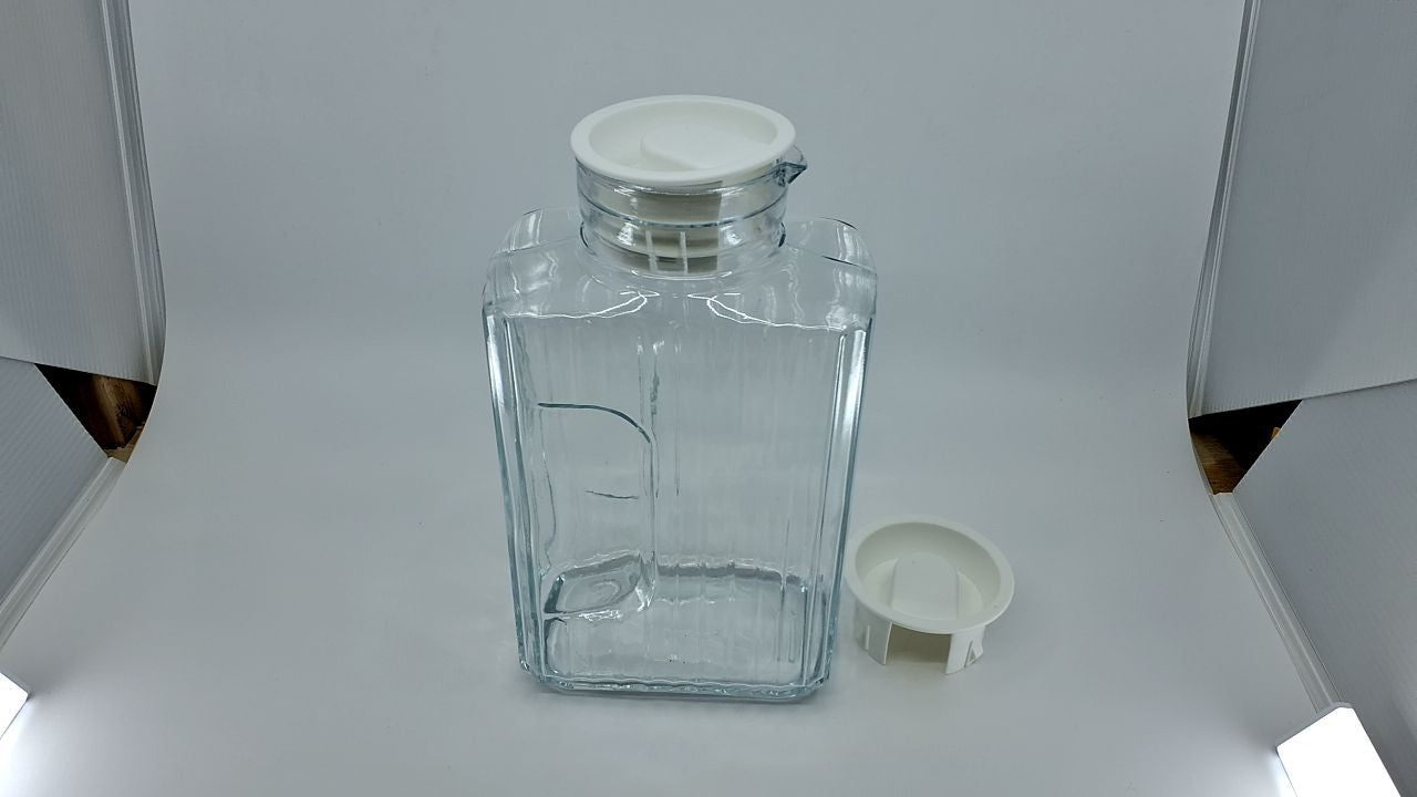 Dishwasher Safe 68oz Glass Pitcher w/ 2 Lids, Beverage Serveware