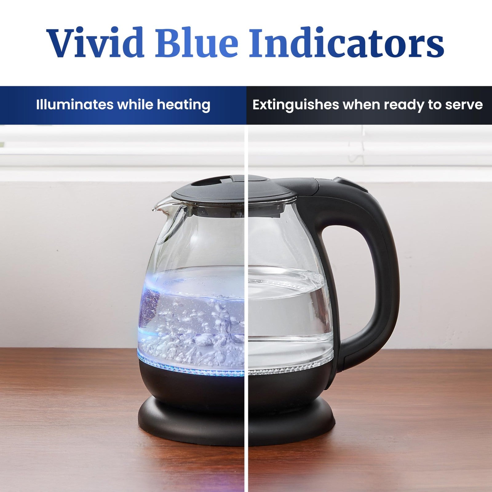 Elite Gourmet EKT1001 1L Glass Kettle Cordless 1100W w/ Auto Shut-Off