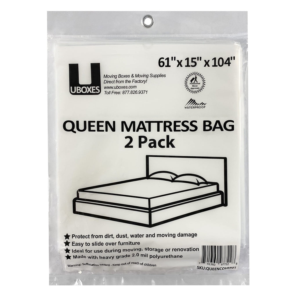 Pack of 2 Queen Mattress Covers 61x15x104 - Heavy Duty Clear Bags