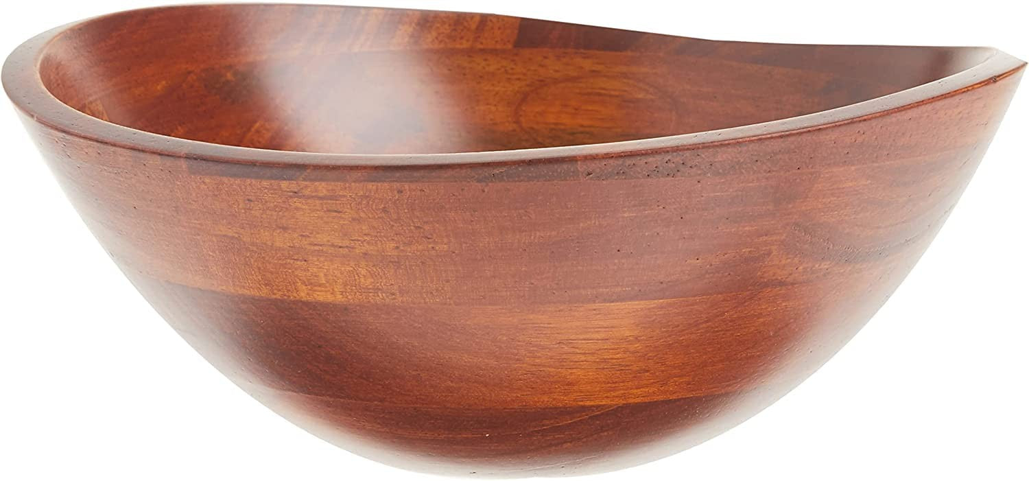 Small Cherry Wavy Rim Beechwood Bowl, 7.5in x 7.25in, Serving Salad/Fruit
